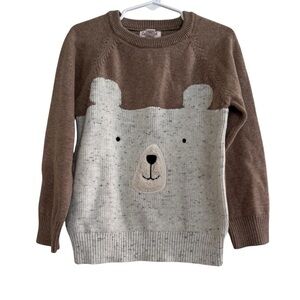 Cat & Jack Bear Sweater Pullover Knit Cotton Beige Cream Toddler Boys 4T NWT